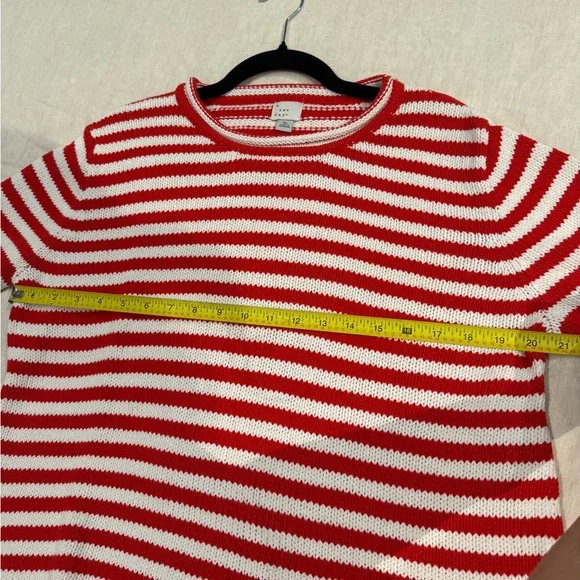 A New Day 100% Cotton Red and White Striped Sweater - Picture 5 of 5